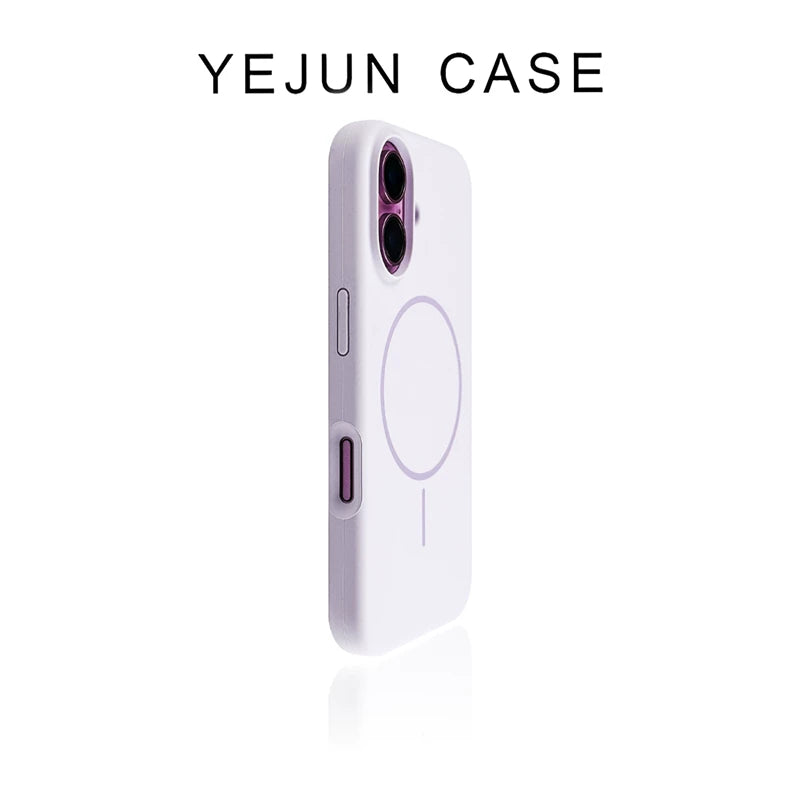 Yejun iphone16/16pro mobil telefon qutusu üçün uyğundur 17 ağ maye maqnit Apple 16promax incə dairə böyük dəlik 15pro dəri hissi 14 yüksək səviyyəli hiss 13 düşməyə qarşı 12 silikon 16plus