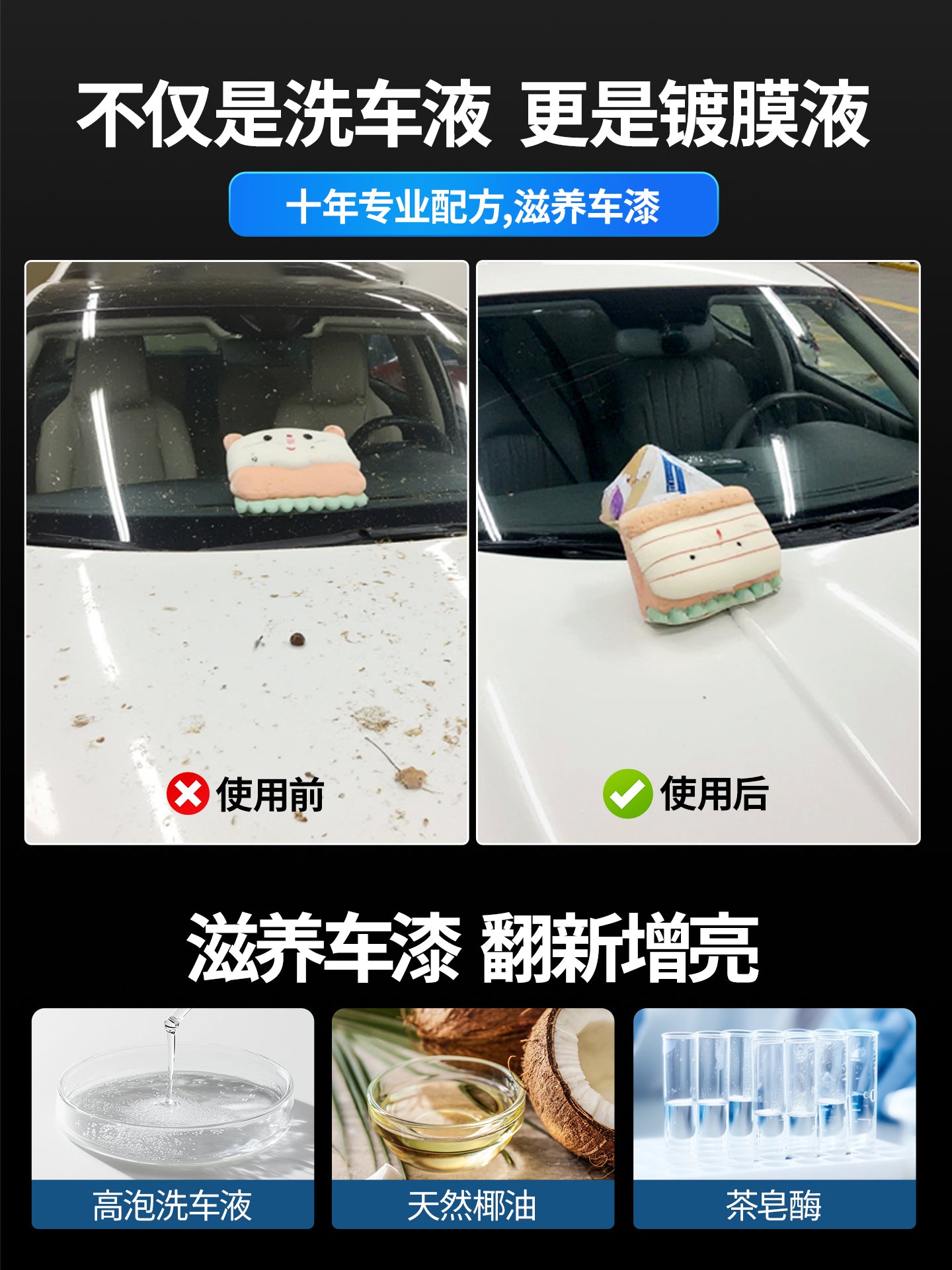 Avtomobil mumu Avtomobil Yuyucu Maye Cilalama Zərərsizləşdirmə Yüksək Köpük Ağ Avtomobil Qara Avtomobil Neytral Güclü Təmizləmə Avtomobil Yuma Dükanı Xüsusi Silmə Pulsuz