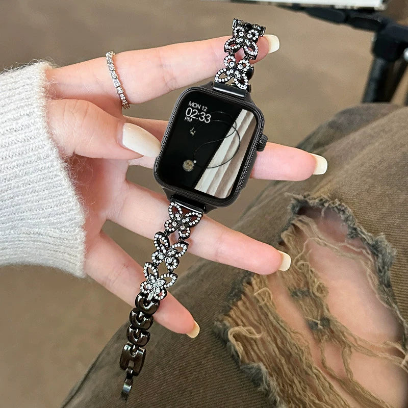 Smart Watch Qadın 2025 Kəpənək Kölgəsi Zirkon Ürək dərəcəsi Bluetooth Telefon İdman Qolbaq Android Telefonları üçün