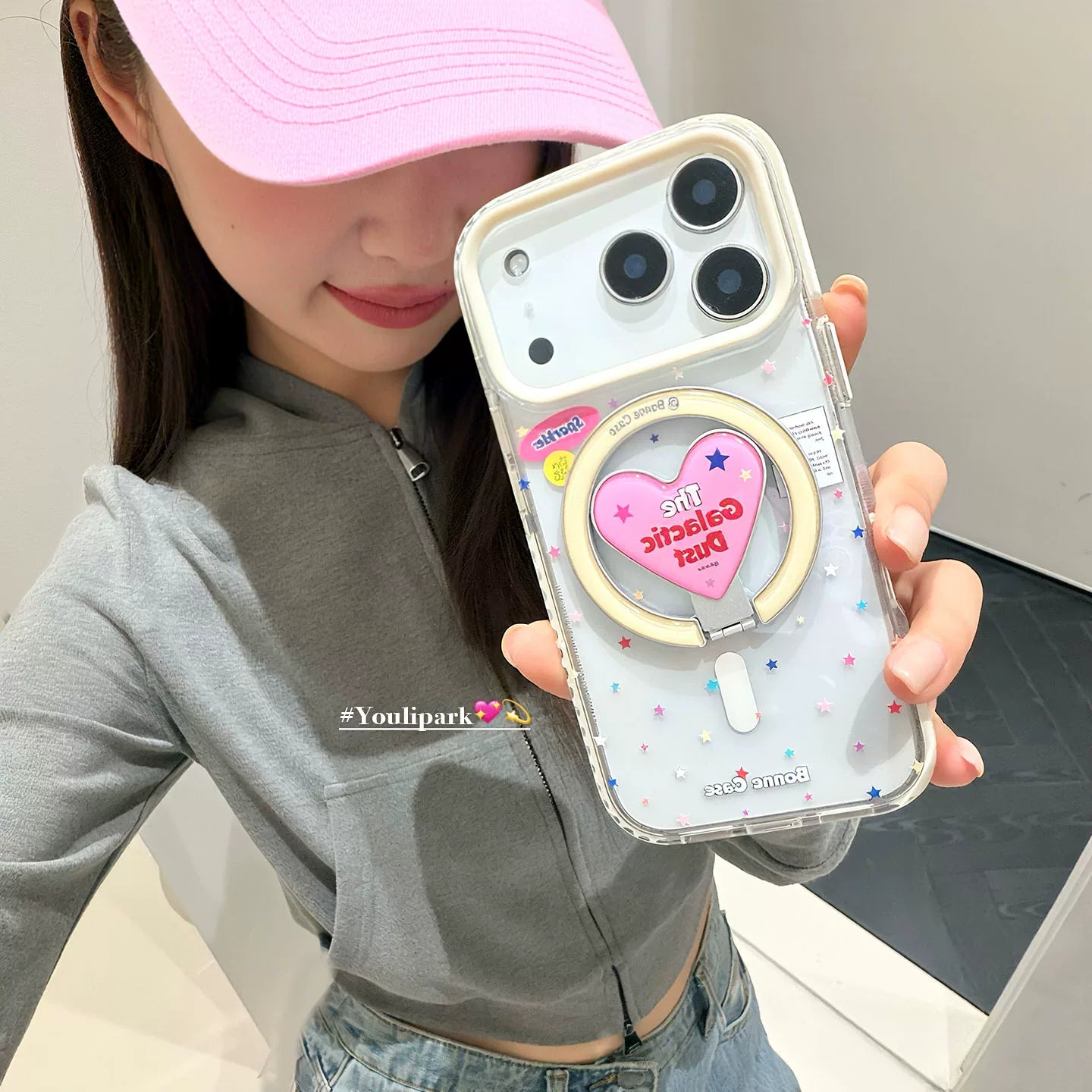 Yuri Park ins Koreya şirin rəngli ulduz sevgi maqnit stend 17 17pro Apple 17ProMax mobil telefon üçün korpus iPhone16 hər şey daxil 14 qız 16Promax qoruyucu örtük