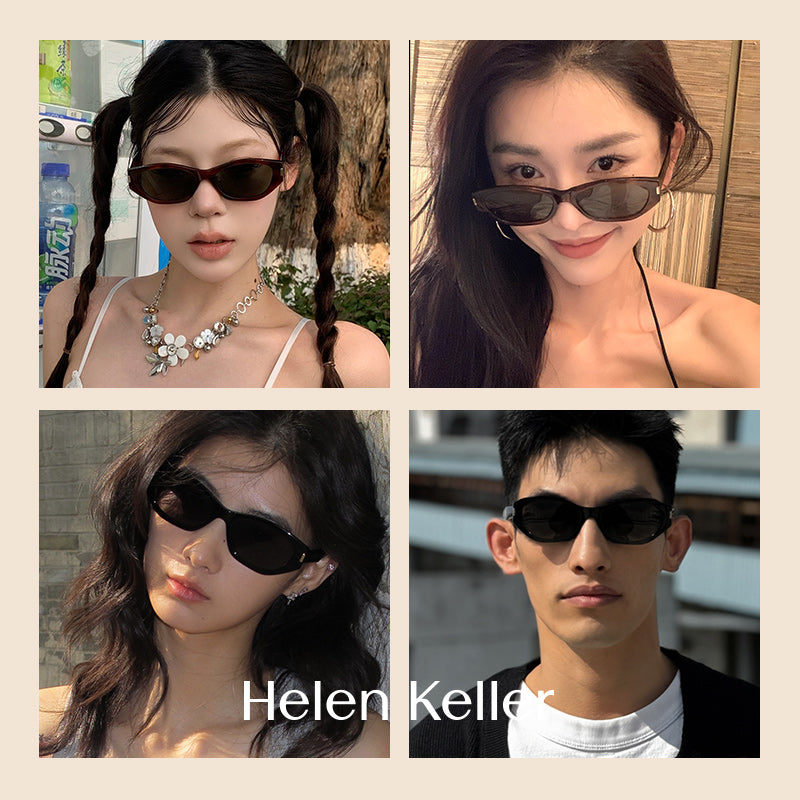 [Coco Mirror] Helen Keller Cat Eye Qadın Trendy Dar Çərçivə Anti-UV Günəş Eynəyi H2606