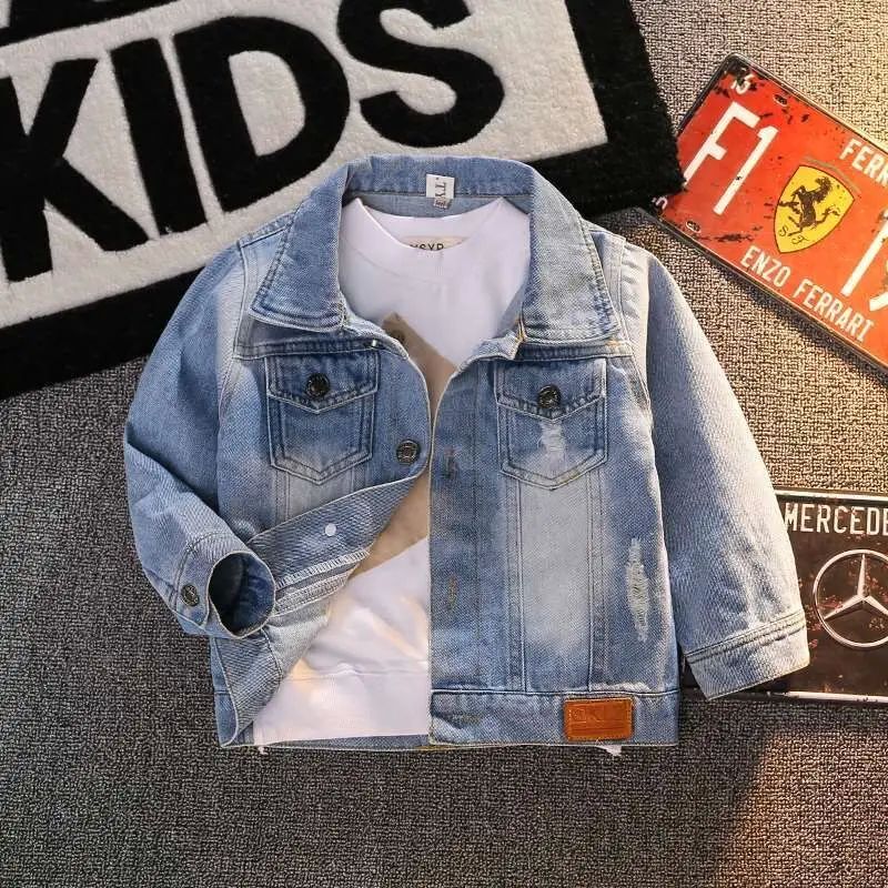 Oğlanlar üçün Mickey Denim Gödəkçə Moda Palto Uşaq Geyimi