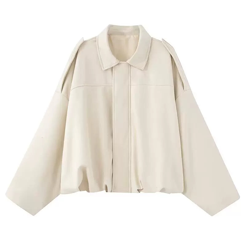 WMXZ Yaz Yeni Gəlişi Qadınlar üçün Batwing Qollu Yaxalı Zamşa Teksturalı Bomber Gödəkçə 4344155