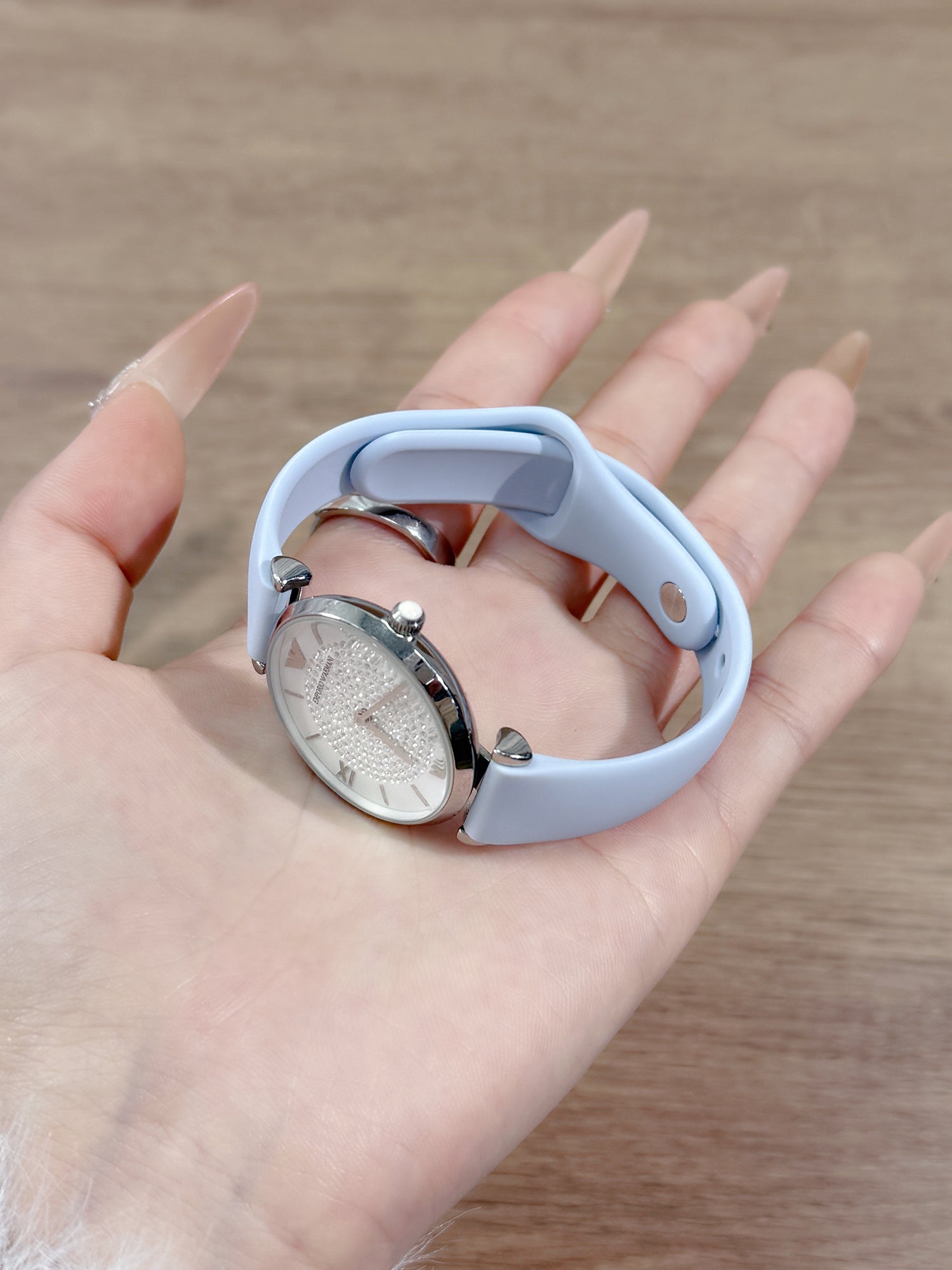 Princess Danling's Armani saat qayışı, qadın ulduzlu tərs silikon qolbaq AR11344 Ferris çarxı