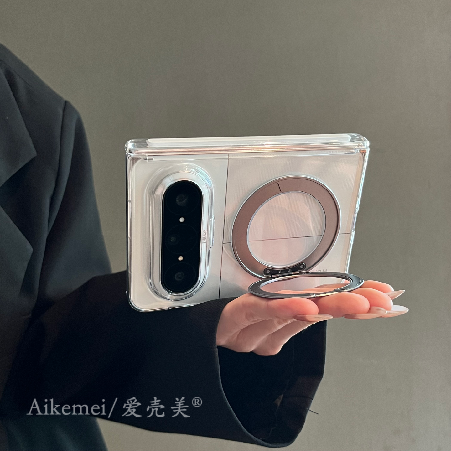 Huawei puraxmax qatlanan ekranlı mobil telefon qutusu üçün uyğundur şəffaf 360° qatlanan stend matex7 kollektor nəşri ikili mərkəzi ox mühafizəsi matex6/x5 biznes hər şey daxil x3 düşməyə qarşı kişi və qadın modelləri