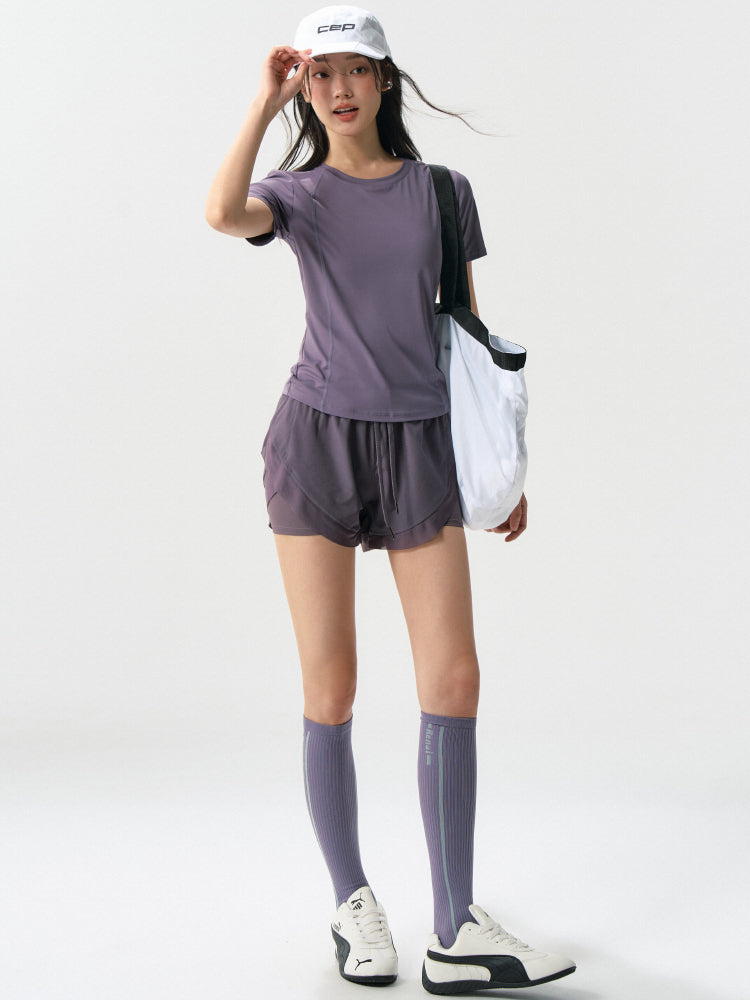 Ağır Atletika Fairy Yeni Yoqa Geyimi Qadın Açıq Havada Qaçış Məşq İdmanı İdman T-shirti Nəfəs ala bilən Tennis Fitness Üstü