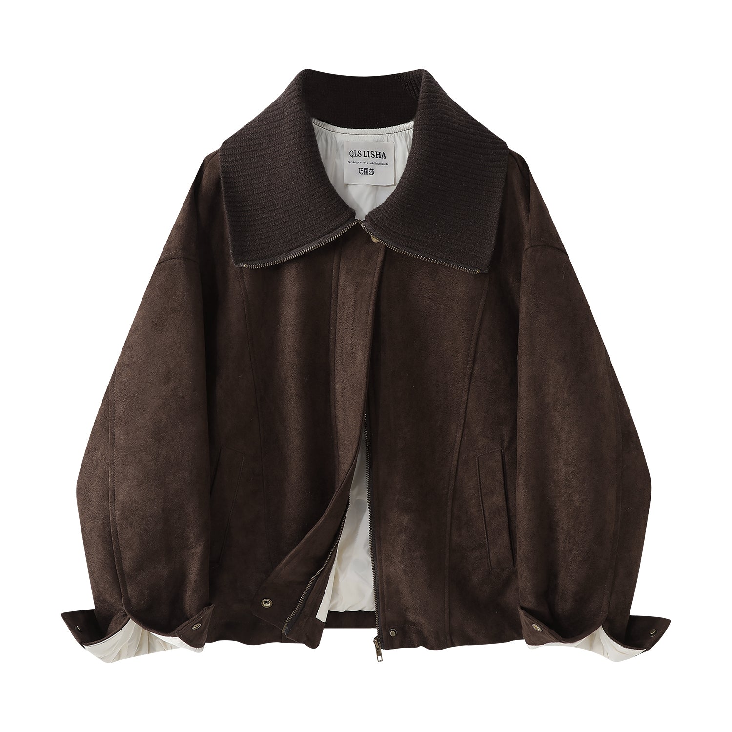 Cholisa'nın qadınlar üçün super şirin ağ ördək tüklü astarlı zamşa gödəkçəsi, 2025 qış yeni modeli, qalınlaşdırılmış tüklü palto