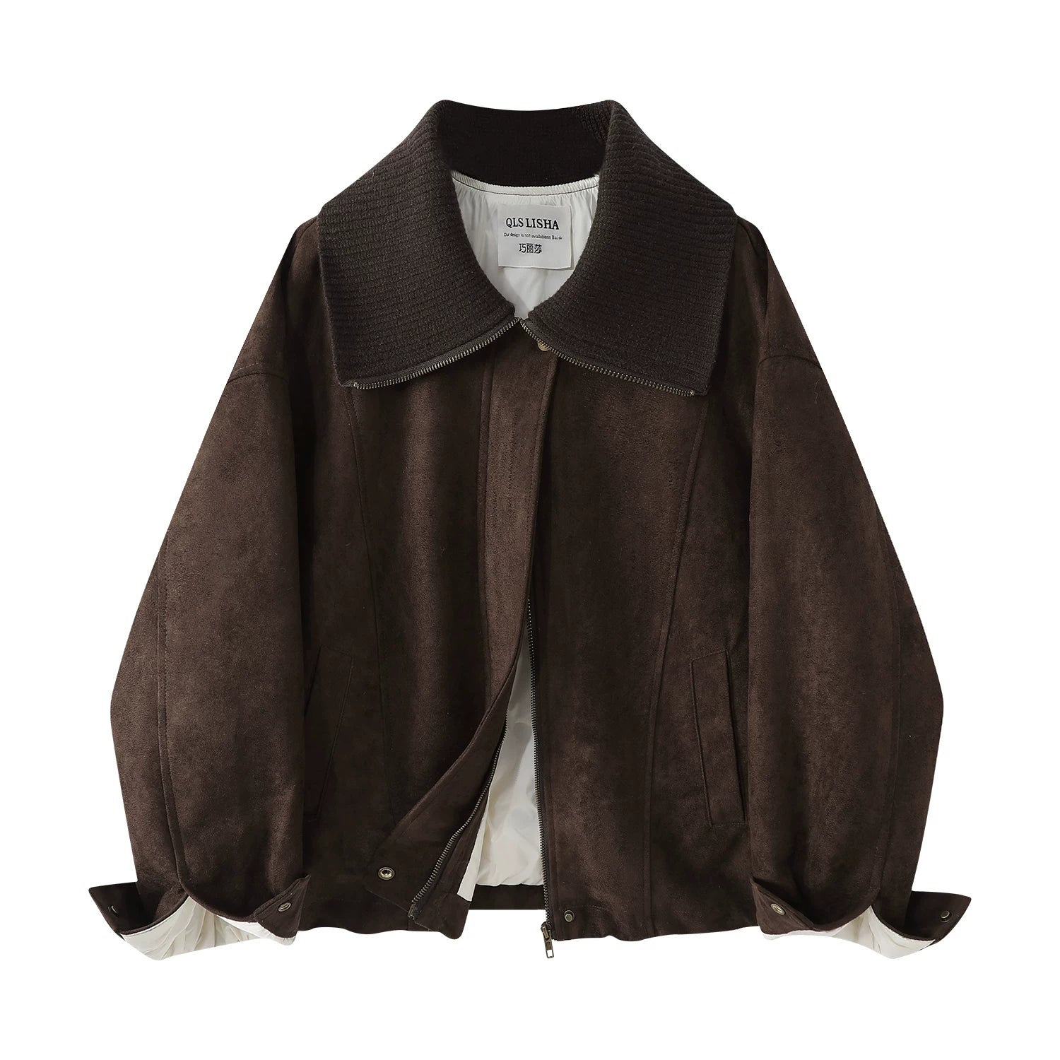 Cholisa'nın qadınlar üçün super şirin ağ ördək tüklü astarlı zamşa gödəkçəsi, 2025 qış yeni modeli, qalınlaşdırılmış tüklü palto