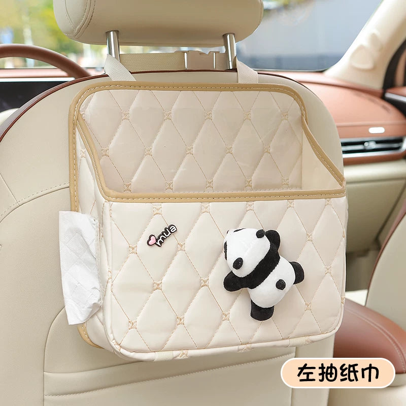 Cartoon style car tissue box, a multifunctional tissue organizer for the backs of car seats, is an essential item for organizing car interior items.