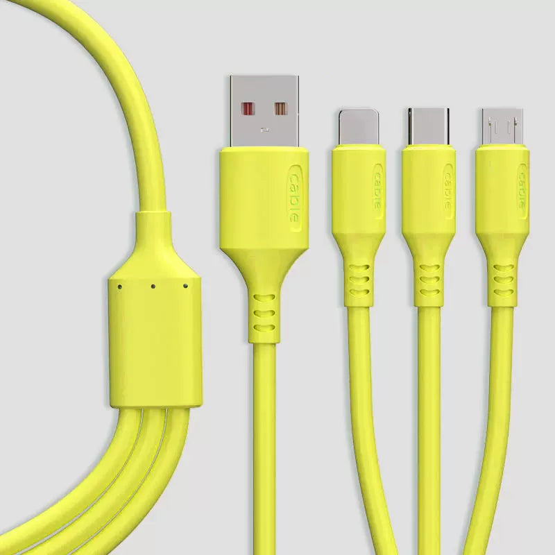Genişləndirilmiş 2 metrlik üçü birdə bir məlumat kabeli, mobil telefonlar üçün universal birdən üçə, Huawei VIVOPP Xiaomi flaş doldurma kabeli üçün uyğundur