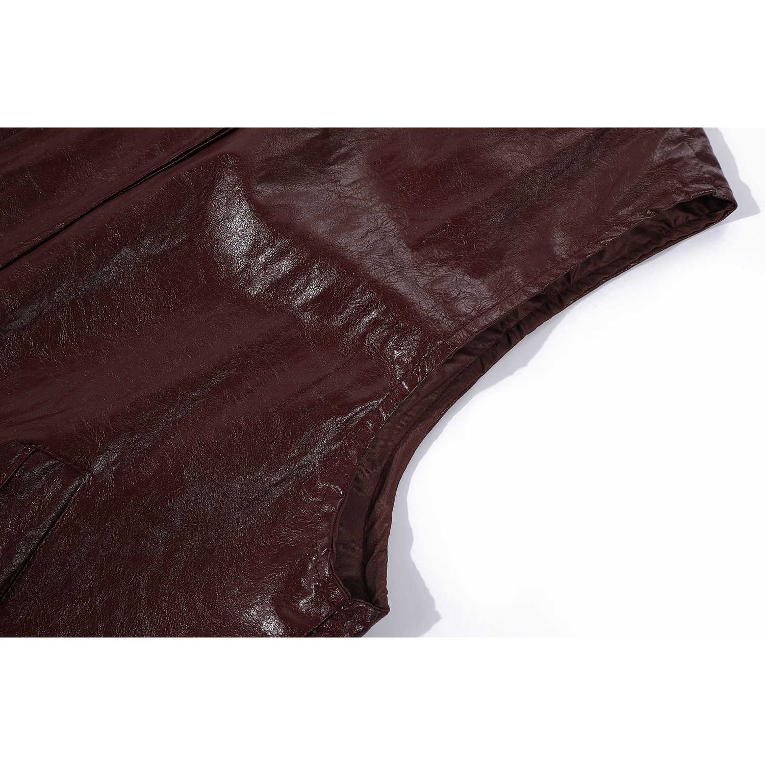 Chola Lisa Erkən Payız Modası Qolsuz Dəri Gödəkçə Qadın Dizaynı Unikal Dəyirmi Yaxalı Boş Üst