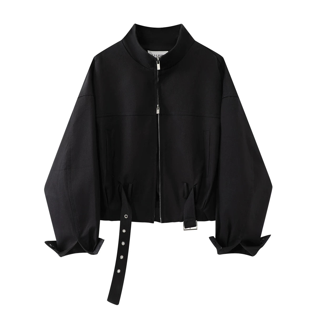 Cholisa 2025 Payız Yeni Amerika Motosiklet Gödəkçəsi Qadın Geyimləri Boş Qısa İş Geyimi Stilində Qara Palto