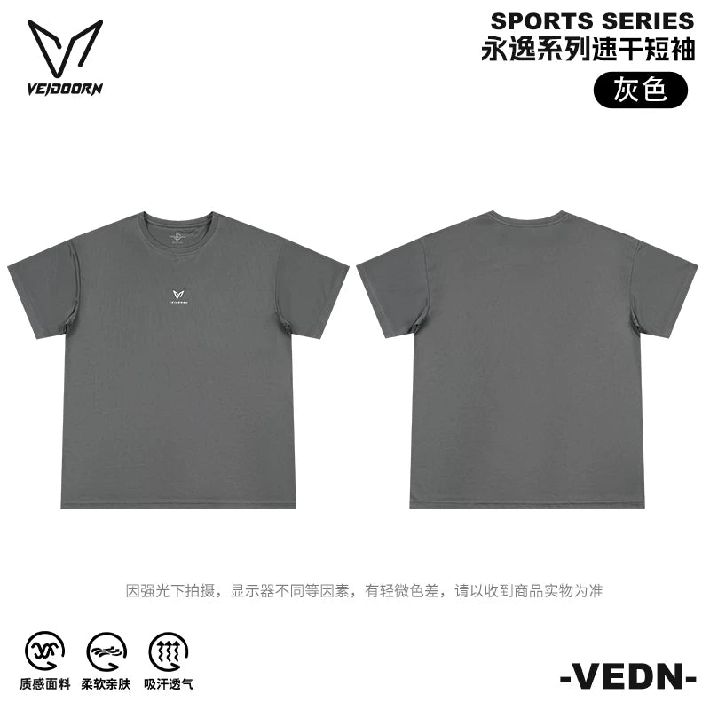Weidong tez quruyan qısaqol kişi yay nəfəs ala bilən tər uducu nazik buz ipək idman basketbolu qaçış məşqi fitnes geyimi