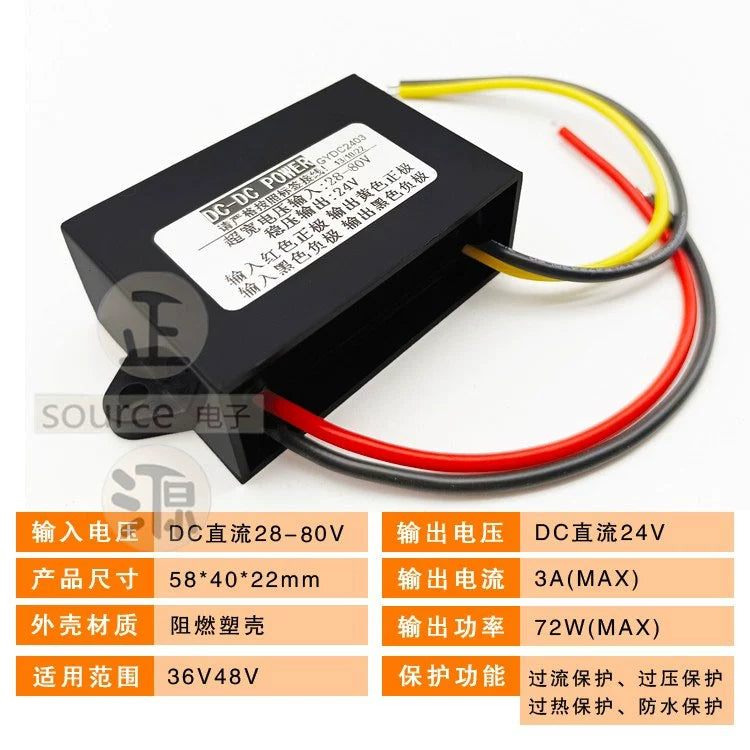 48v36v24v-dən gərginlik tənzimləyicisi 24V avtomobilin DC enerji təchizatı transformatoru 12V gücləndirici 24V gücləndirici modul