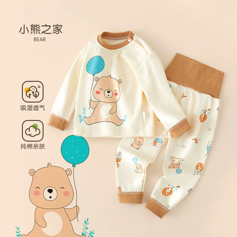 Körpə termal alt paltarı dəsti, təmiz pambıq, alt paltarı, qarın qoruyucusu, payız geyimləri, oğlan və qızlar üçün uzunqol pijamalar, uşaq ev geyimləri