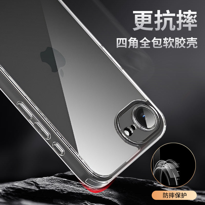 [2026 Yeni Kristal Şəffaf Çanta] Apple 17e mobil telefon qutusu üçün uyğundur iphone16e qoruyucu qutu lens hər şey daxil olmaqla 17promax qoruyucu qutu yeni məhsul 15 düşməyə qarşı şəffaf sadə 14 yüksək səviyyəli hiss