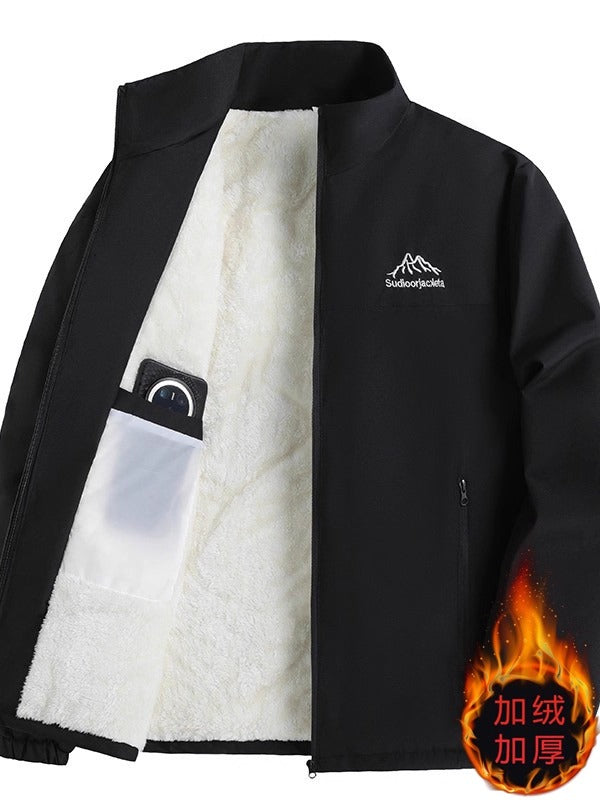 Kişilər üçün payız/qış üçün yun astarlı, qalınlaşdırılmış, dəbli, çoxfunksiyalı ayaqaltı gödəkçə, külək və suya davamlı küləkdən qoruyucu.