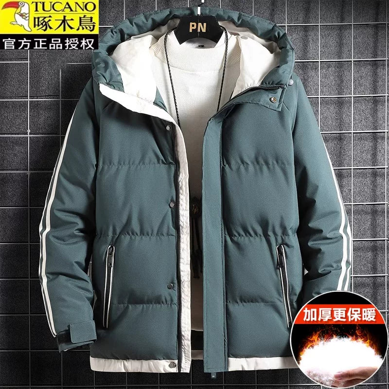 Woodpecker Kişilər üçün Aşağı Gödəkçə, Qış Şort Modeli, 2025 Yeni Gündəlik Pambıq Yastıqlı Gödəkçə, Başlıqlı, Çoxfunksiyalı, Qalın Pambıq Yastıqlı Palto, Dəbli