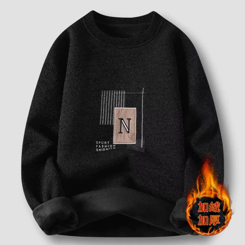 Kişilər üçün bir hissəli yun sviter, yeni payız və qış modası, isti şenil yun astarlı alt paltarı, kişilər üçün dairəvi yaxalı trikotaj geyim.