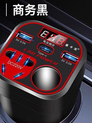 Car inverter 12V/24V universal to 220V car power converter, truck multi-purpose mobile phone charging socket