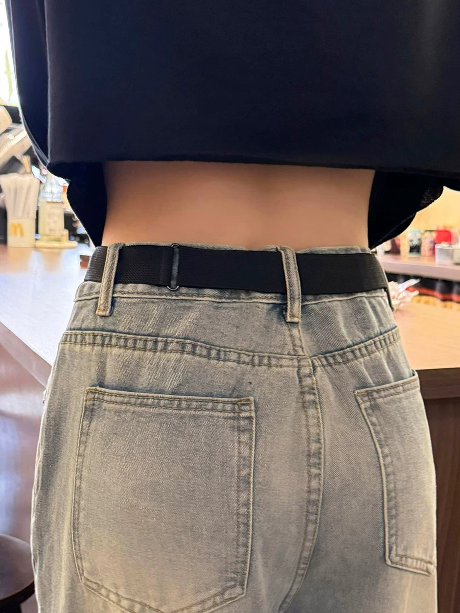 Tənbəl kəmər görünməz tikişsiz şalvar kişi və qadınlar üçün elastik elastik tələbə hərbi təlim jeans kəmər elastik artefakt