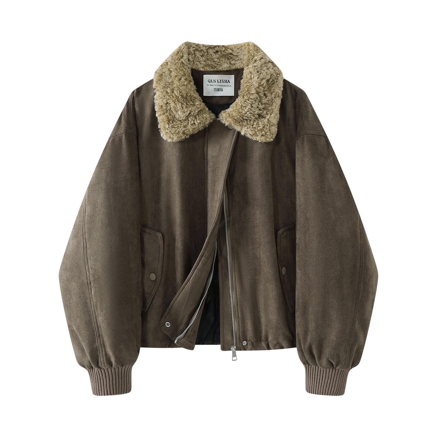 Chorlisa Qadınlar üçün Payız/Qış Retro Yaxalıq Süet Gödəkçə, 2025 Yeni Model, Super Şirin Yastıqlı Pambıq Gödəkçə