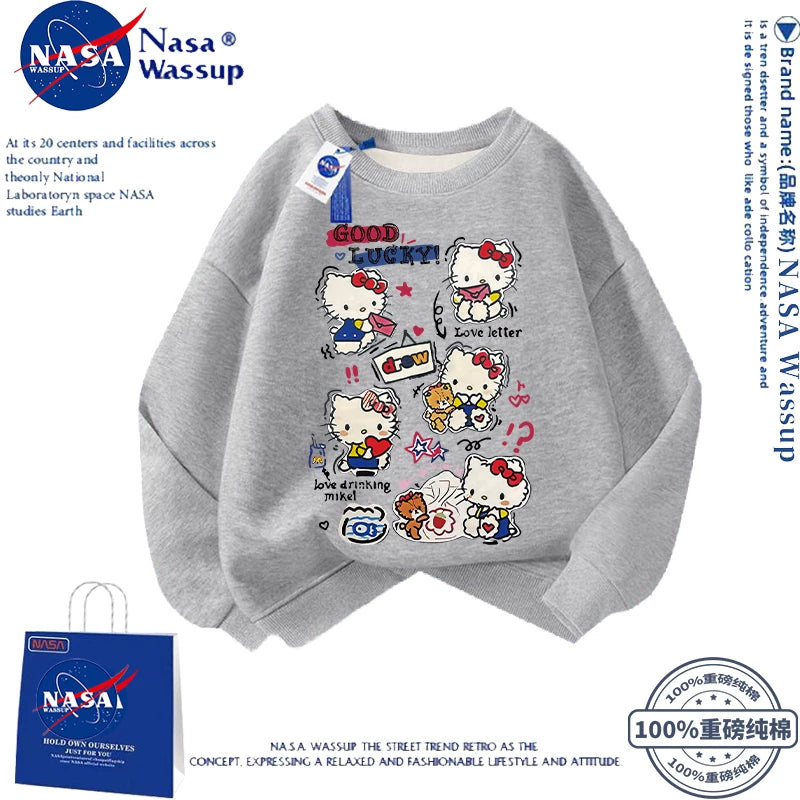 NASA Şirin Cizgi Filmi Pişik Pişik Sviteri Qızlar üçün, Yeni Yaz/Payız/Qış Stilində, Çoxfunksiyalı Boş Oturacaqlı, Ana-Qız Geyimi