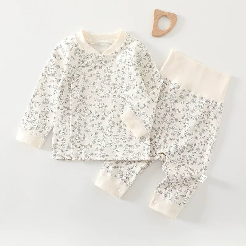 Körpə və yeniyetmələr üçün erkən payız geyimləri, oğlan və qızlar üçün A sinif təmiz pambıqdan yüksək belli pijamalar dəsti