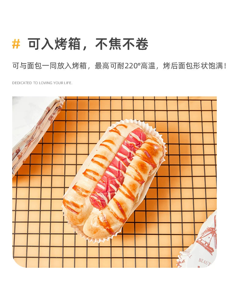 Çörək kağızı nimçəsi, yüksək temperatura davamlı çörək bişirmə qayığı formalı yapışmayan örtüklü alt nimçə, hot dog ananaslı çörək, yağ keçirməyən keks kağızı fincanı