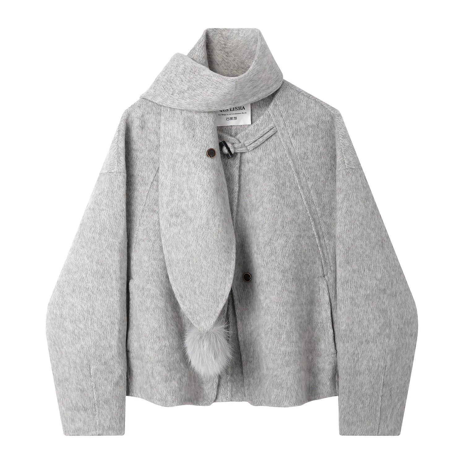 Chorissa zərif və çox yönlü Chanel üslubunda yun palto, qısa və isti ikiüzlü yun palto, Fransız şık üslubunda qadın üst geyimi