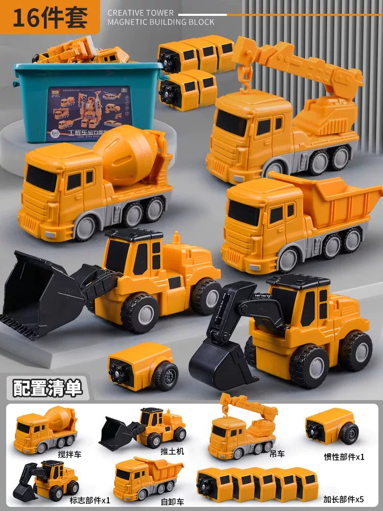 Maqnit tikinti blokları, uşaq oyuncaqları, təhsil, transformasiya, montaj, mühəndislik vasitəsi, robot, 6 yaşlı uşaqlar üçün Milad hədiyyəsi.