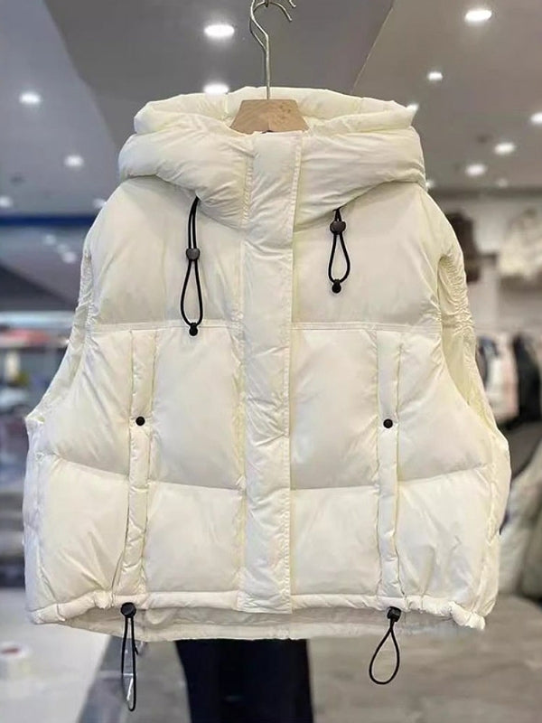 Qadınlar üçün böyük ölçülü, yüksək keyfiyyətli qara pambıq jilet, 2026-cı ilin payız/qış yeni moda, arıqlama üçün, geniş, isti jilet/üst geyimi.