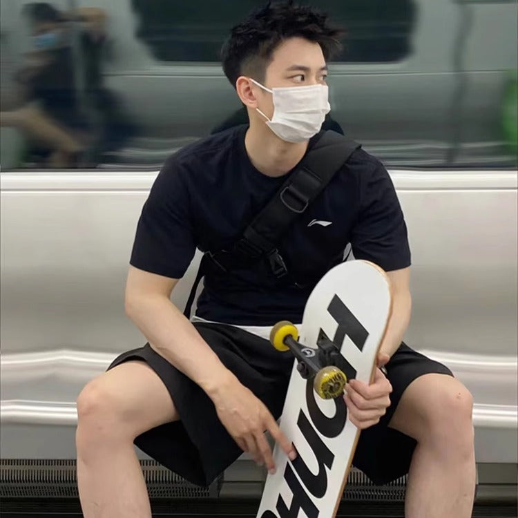 Li Ning tez quruyan qısaqol kişi köynəyi 2026 yay yeni qaçış fitness badminton sərin nəfəs ala bilən idman yarımqol