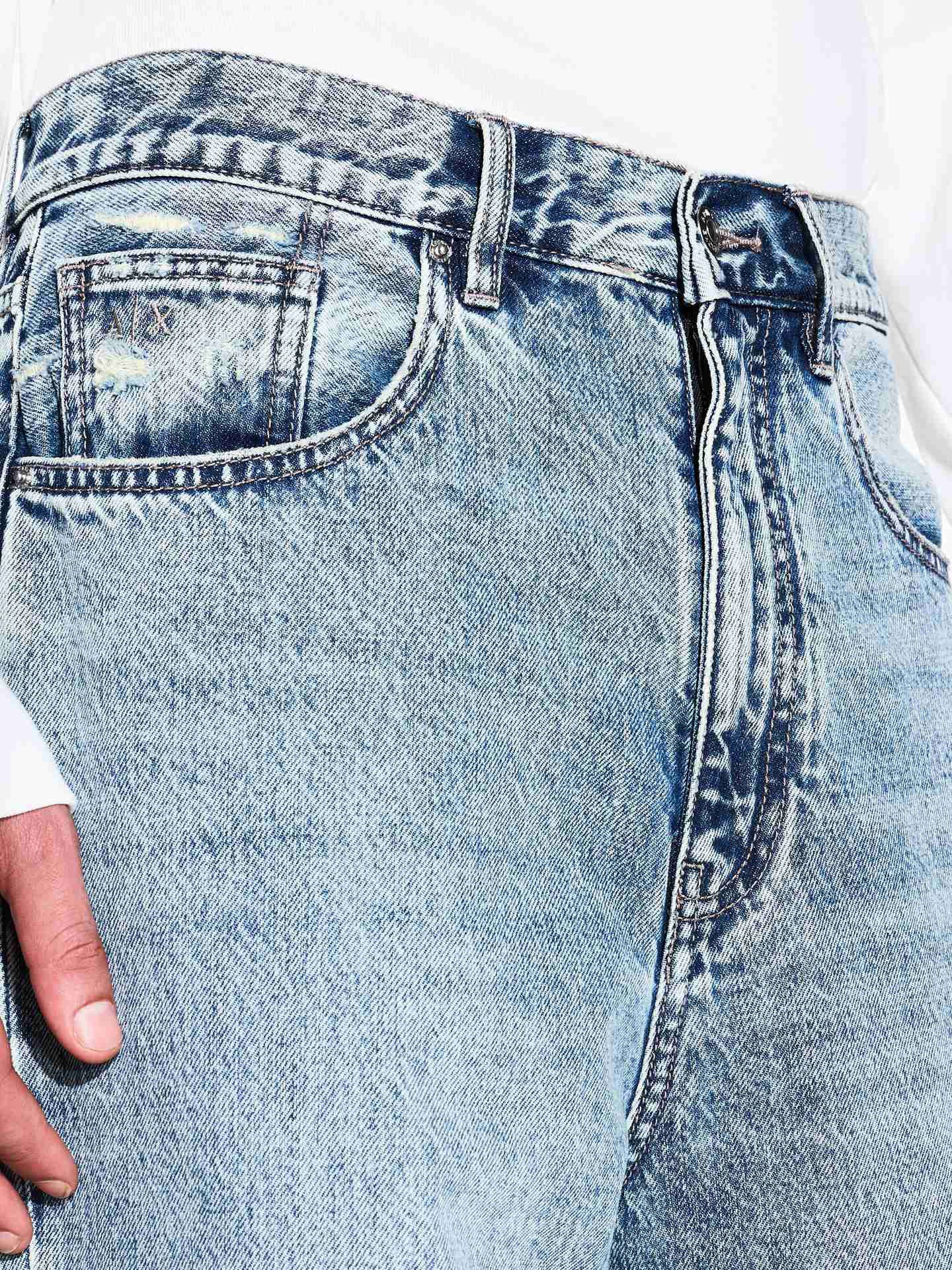 ARMANI EXCHANGE/Armani Spring Yeni Kişilər üçün Orta Qalınlıqlı Düz Ayaqlı Təmiz Pambıqlı Yuyulmuş Cins Şalvar Rəsmi