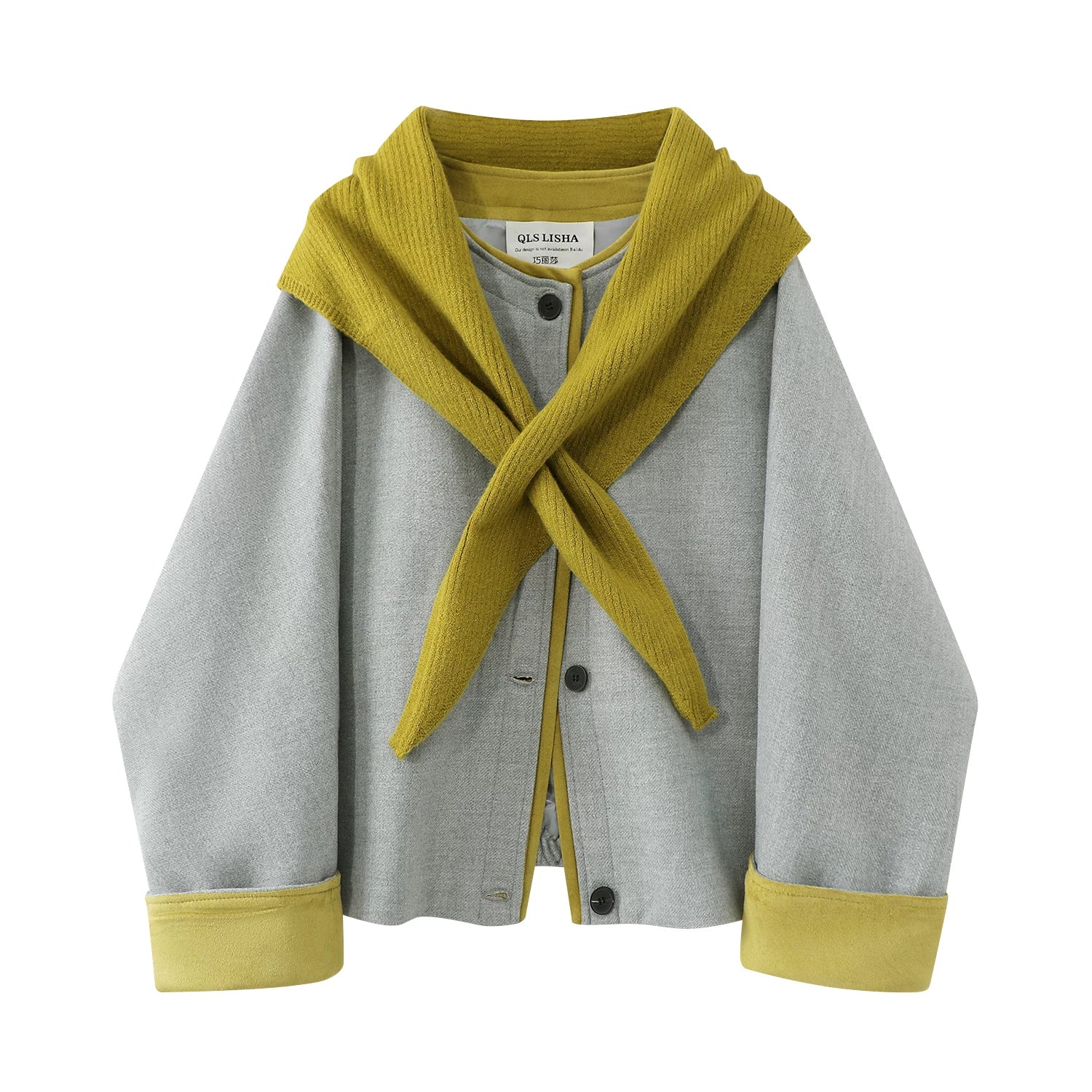 Cholisa Koreya üslubunda rəngli bloklu yun qısa palto, qadınlar üçün erkən qış yun palto, 2025 yeni üslub, yüksək səviyyəli zərif top