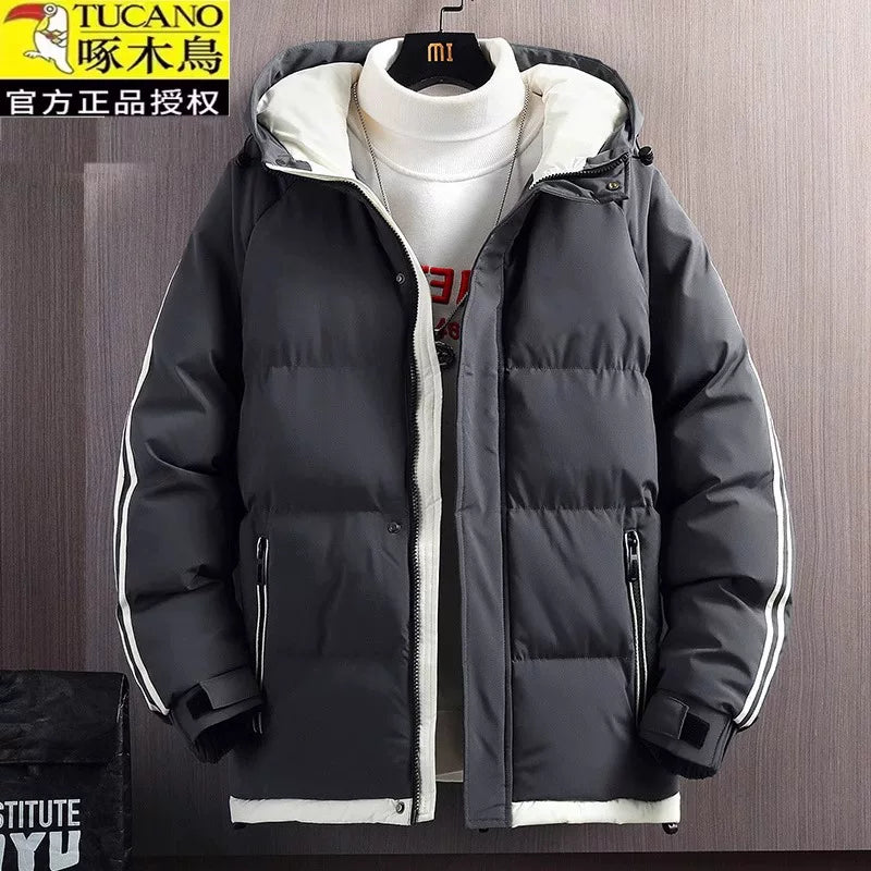 Woodpecker Kişilər üçün Aşağı Gödəkçə, Qış Şort Modeli, 2025 Yeni Gündəlik Pambıq Yastıqlı Gödəkçə, Başlıqlı, Çoxfunksiyalı, Qalın Pambıq Yastıqlı Palto, Dəbli