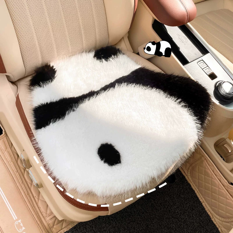 Cute panda themed car seat covers for winter, one-piece, thickened and warm for the back seats.