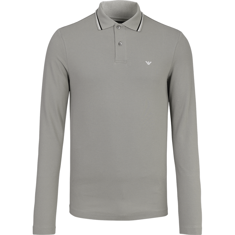 EMPORIO ARMANI Kişilər üçün Uzunqol Polo Köynək, Qartal Loqosu və Rəngli Yaxalıqlı Bəzək 301353