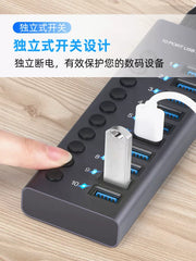 usb3.0 splitter usb prizi müstəqil güc açarı ilə çox portlu dok stansiyası noutbuk çoxfunksiyalı genişləndirici konvertor cib telefonu çox prizli şarj HUB yüksək sürətli hub portativ