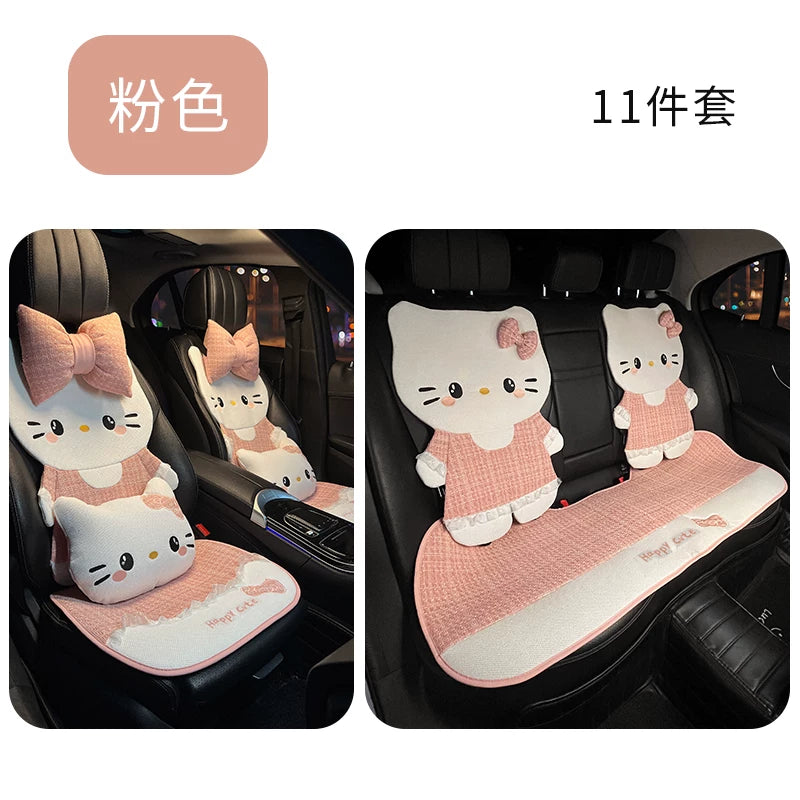 Kətan avtomobil oturacağı yastığı, bütün fəsillər üçün, çəhrayı, nəfəs alan, premium keyfiyyətli nazik avtomobil oturacağı üzlüyü/yastığı.