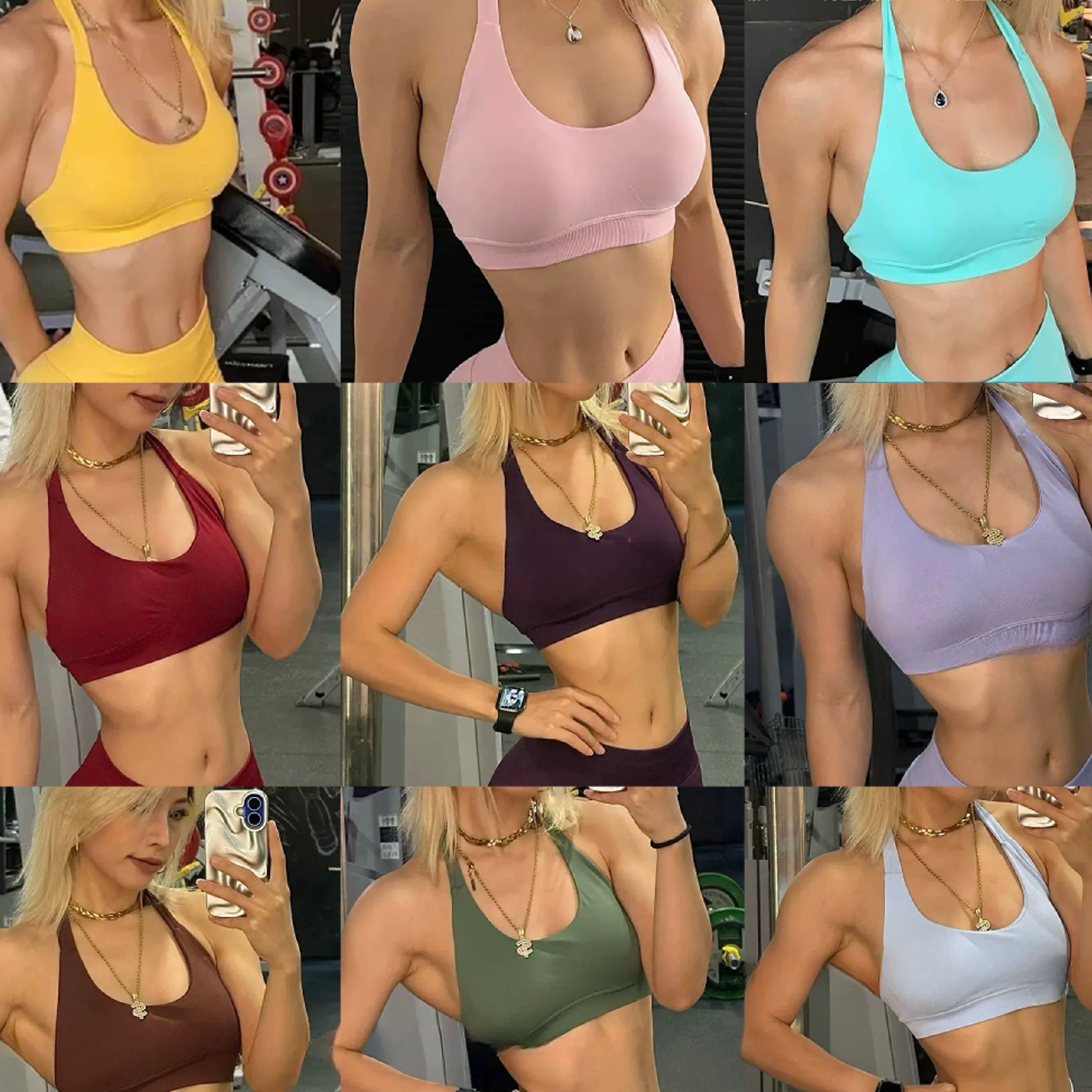 Qadınlar üçün asma boyunlu seksual idman büstqalteri, zərbəyə davamlı təkanlı fitnes büstqalteri, gözəl bel, tez quruyan məşq, qaçış yoqa geyim jileti