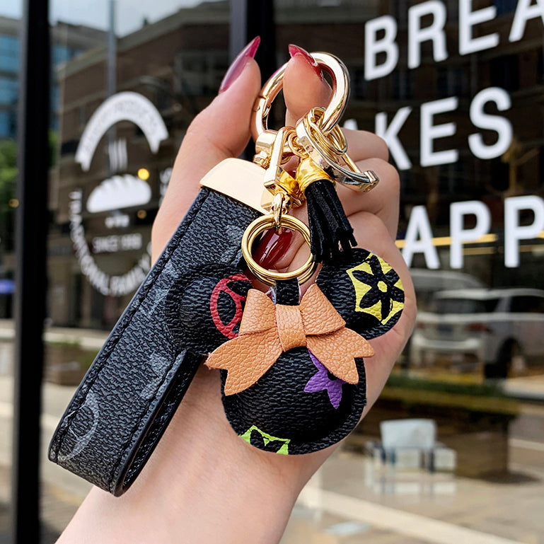 LV&GEDETE Rəsmi Flaqman Mağazası Avtomobil Açar Zəncir Kulonu Mickey Mouse Pom-Pom Açar Zəncirli Çanta Bəzək