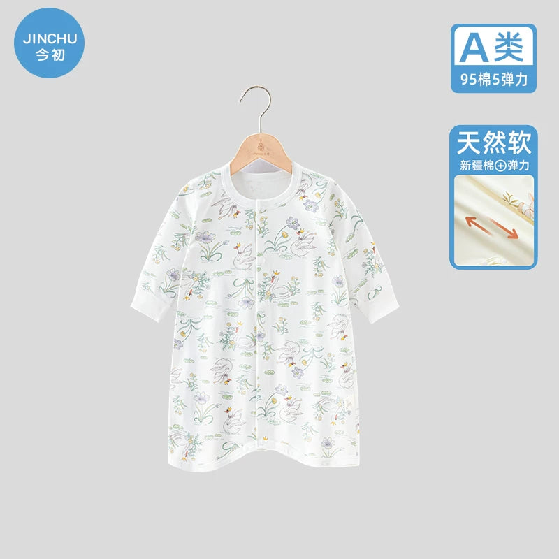 Körpə pijamaları, yaz və payız üslubunda, təmiz pambıqdan, qalınlaşdırılmış, zərbəyə davamlı körpə gecə geyimi, oğlan və qızlar üçün uzunqol bodi.