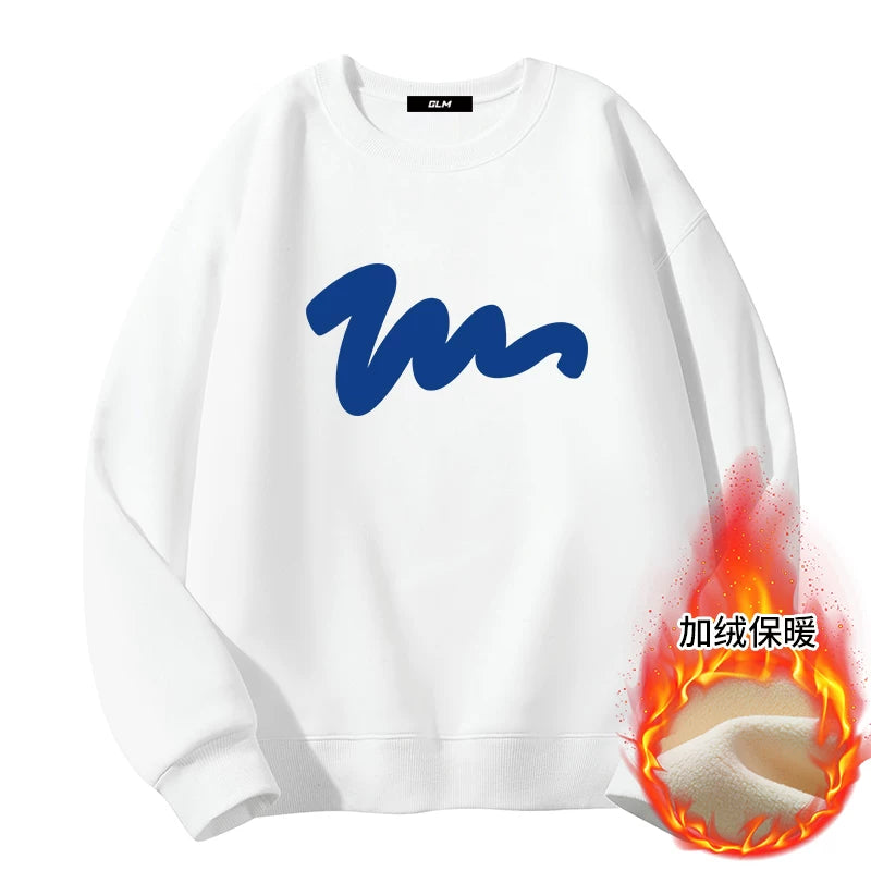 GLM Kişi və Qadınlar üçün Yun Astarlı Dəyirmi Yaxalı Sviter, Payız/Qış İstiliyi, Ağır Çəkili Stil, Amerika Boş Forması, Dəbli Brend Əsas Qat, Kişi Geyimləri