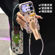 Apple 17promax mobil telefon qutusu Huawei mate60pro yeni p70 sevimli Reno15 yaradıcı s20/x300 fərdiləşdirilmiş Xiaomi 17 qadın şöhrəti üçün uyğun İnternet məşhurunun sevimli pişik tutacağı lanyard
