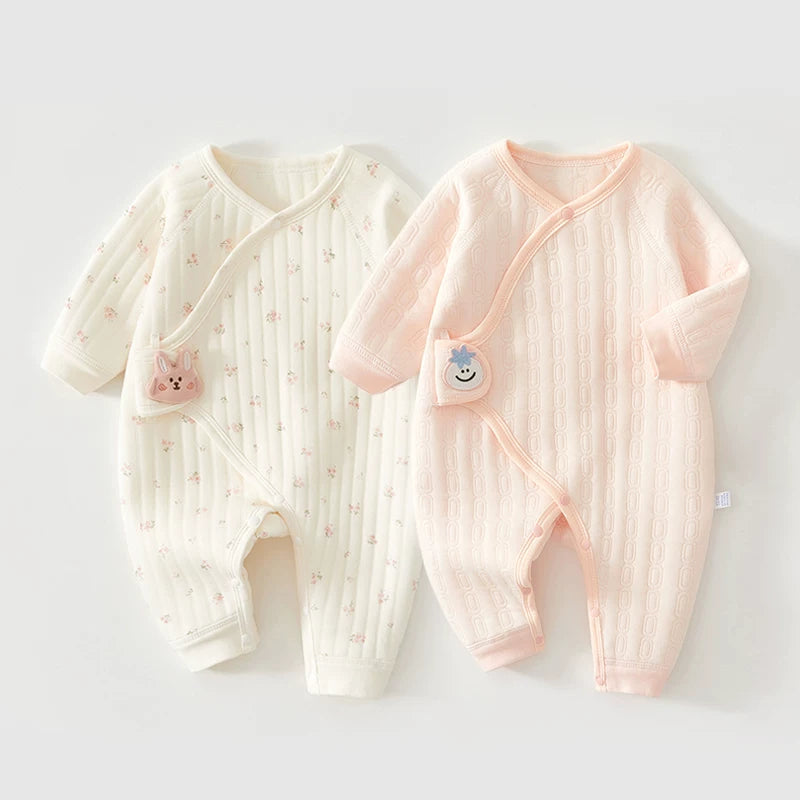 2 hissəli yeni doğulmuş körpə geyimləri dəsti, payız və qış bodiləri, təmiz pambıqdan isti və qalınlaşdırılmış körpə pijamaları, qış kombinezonları