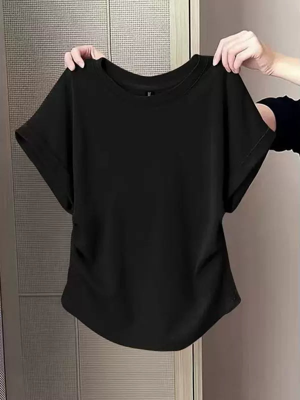 Yay yeni stil bir az yağlı mm qadın qısaqol köynək arıqlayan və ətini örtən çox yönlü dizaynlı köynək