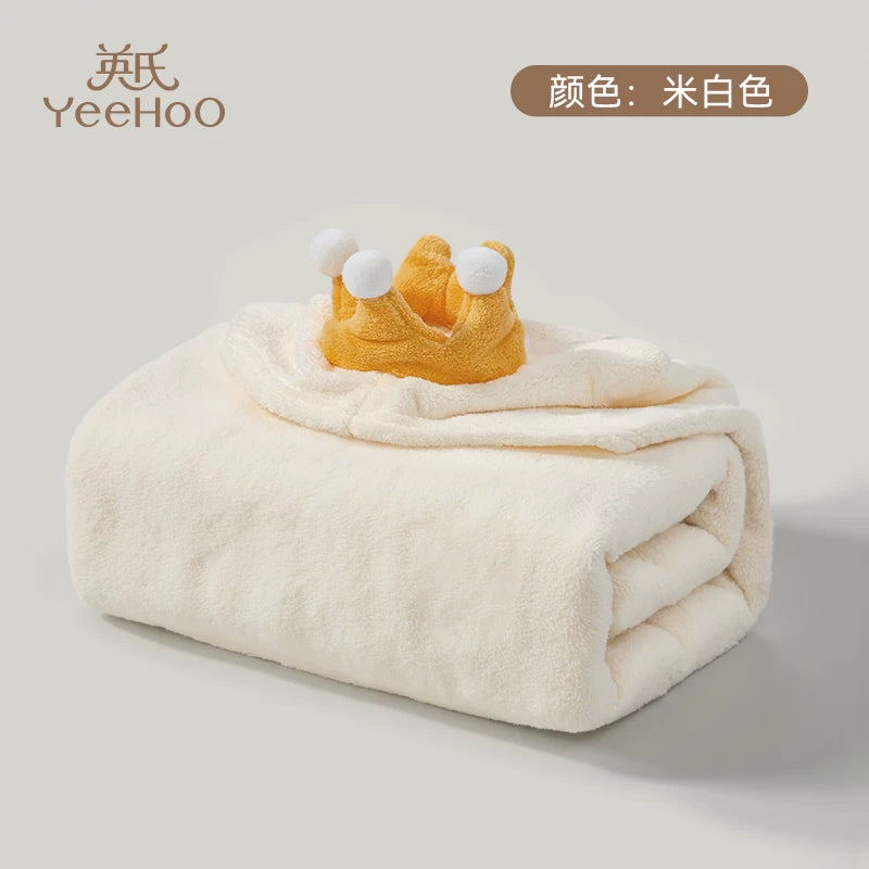 Ying's Yenidoğulmuş Körpə Hamam Dəsmalı, Başlıqlı, Bəzəkli, Pelerinli, Mərcan Yunlu Bükülü Əlavə Yumşaq Körpə Hamam Xalatı