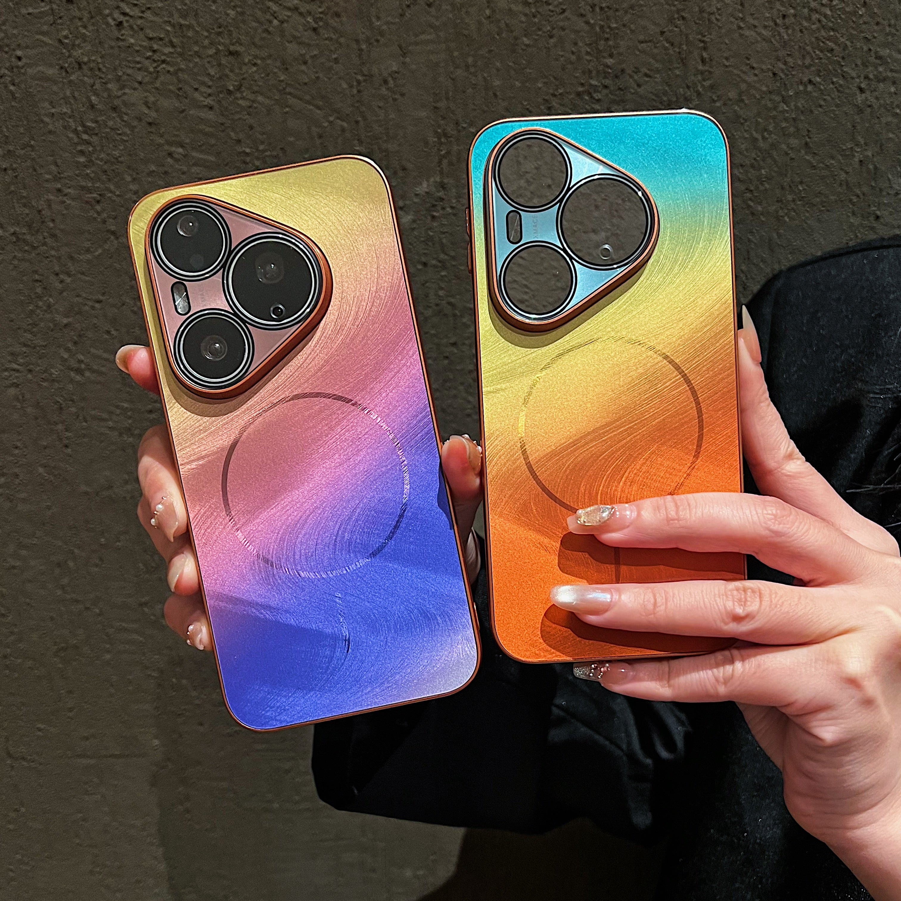 Pura90promax mobil telefon qutusu üçün uyğundur Huawei yeni seriyalı dörd künclü düşməyə qarşı lens hər şey daxil olmaqla qoruyucu örtük maqnit udma qabaqcıl sadə pura80pro gradient buzlu ultra nazik p70ultra Hui
