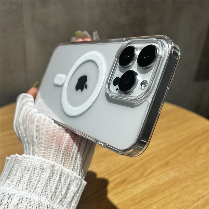 Magsafe maqnit emişi Apple 15 sadə cib telefonu qutusu iPhone14 tam kənar 17 yeni stil 16/13 tam şəffaf 12 yüksək səviyyəli mənada 11 promax kişi və qadın internet məşhur məşhur plus qoruyucu çanta üçün uyğundur